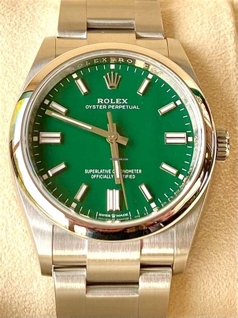 rolex oyster green pre owned|rolex watch with green face.